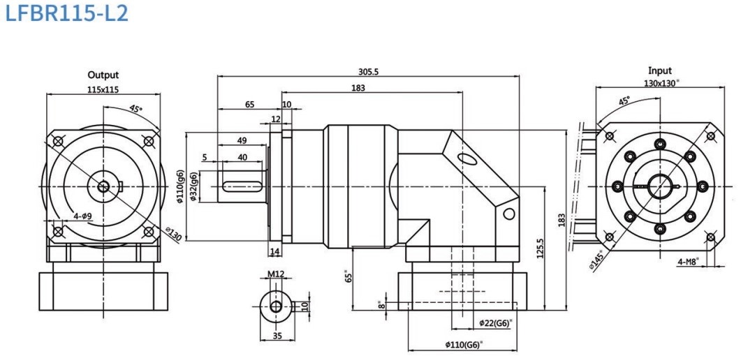 Планетарний редуктор Laifual тип LFBR115-L2-100