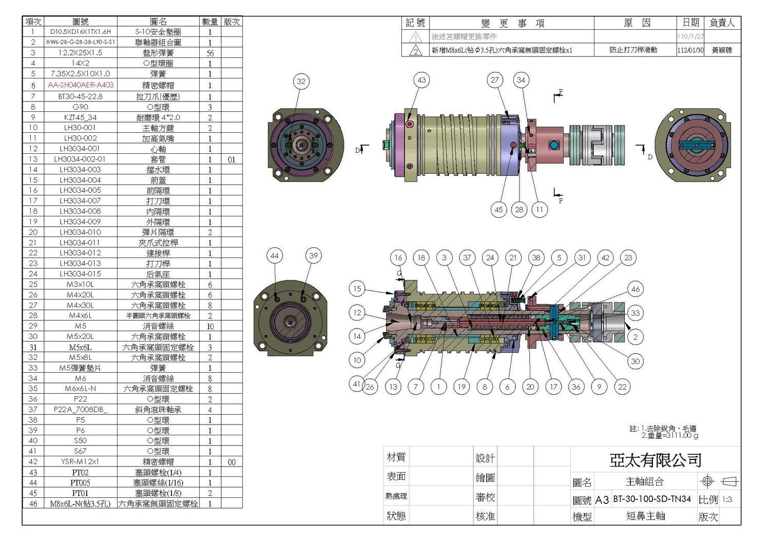 Шпиндельний вузол BT30-100-SD-TN34