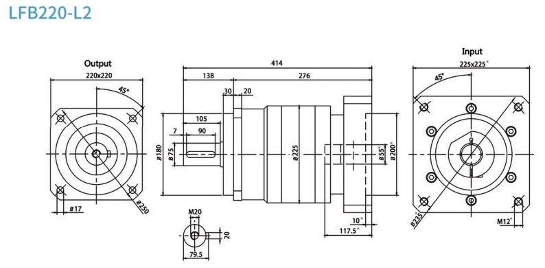 Планетарний редуктор Laifual тип LFB220-L2-15