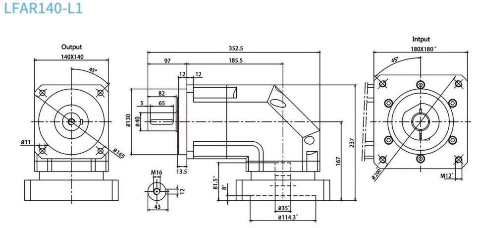 Планетарний редуктор Laifual тип LFAR140-L2-100