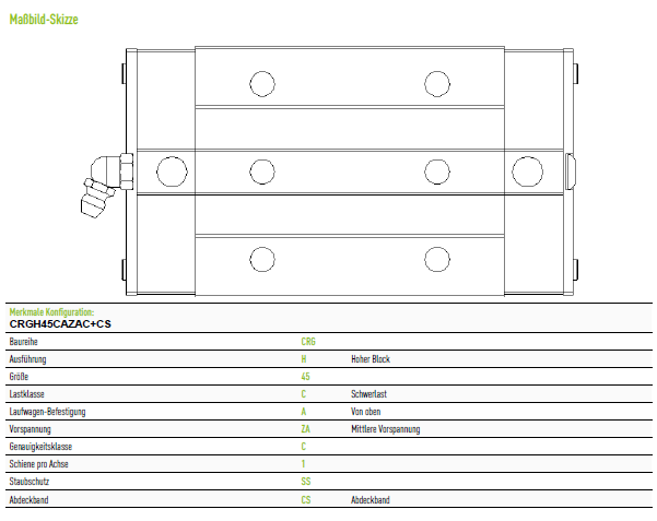 Каретка Hiwin оригінал CRGH45CAZAC+CS