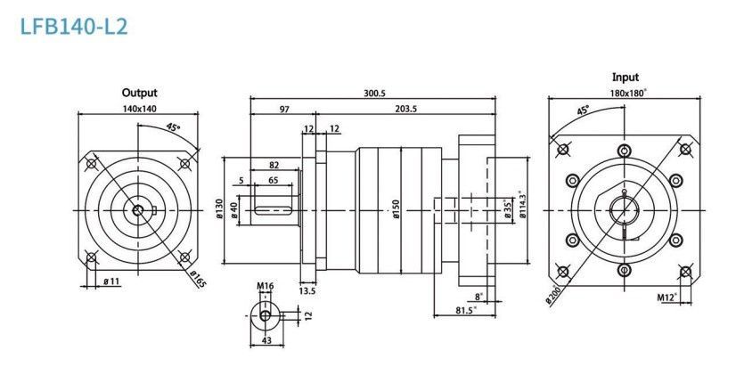 Планетарний редуктор Laifual тип LFB140-L2-70