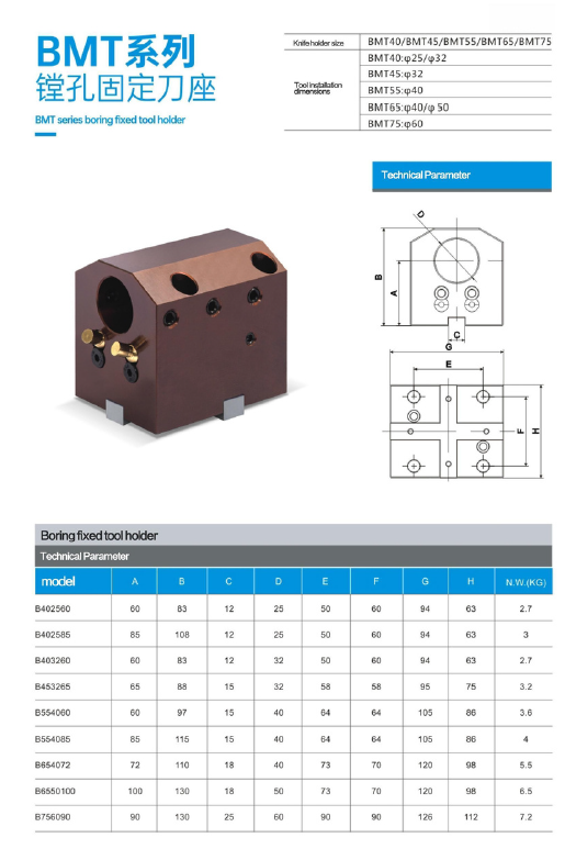 BMT series boring fixed tool holder