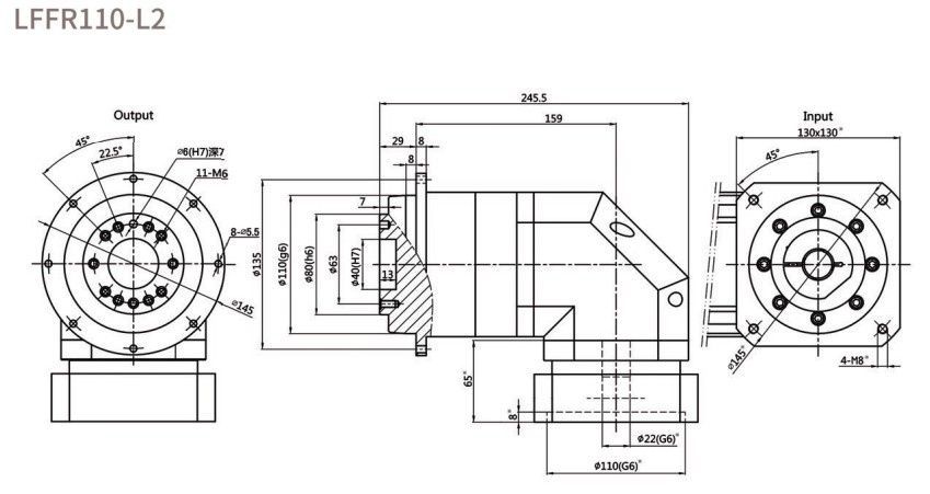 Планетарний редуктор Laifual тип LFFR110-L2-40