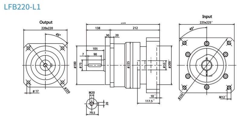 Планетарний редуктор Laifual тип LFB220-L1-3
